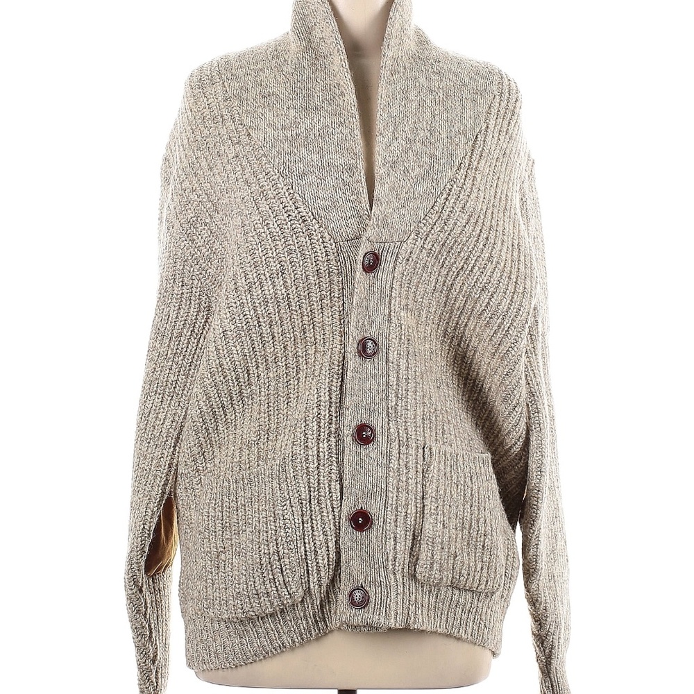 Orvis Men's Wool Shawl Cardigan Elbow Patch Sweater M